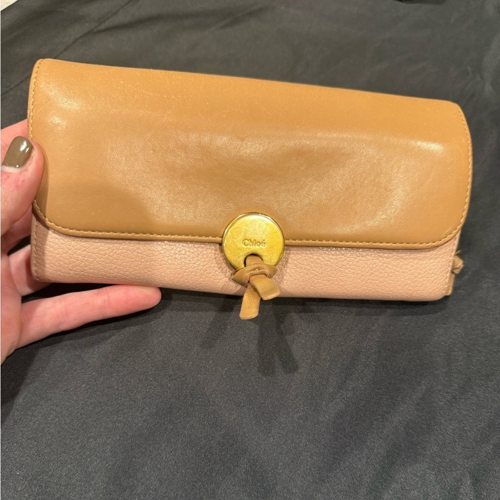 Chloe Indy Continental Flap Wallet Blush Pink Grained Leather Logo Closure - Picture 16 of 16